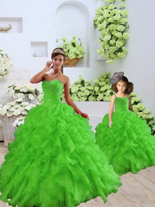 New Style Beading And Ruffles Princesita Dress In Spring Green