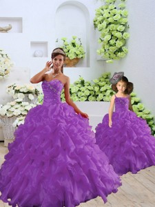 Trendy Purple Princesita Dress With Beading And Ruffles Spring