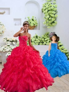 New Style Organza Coral Red Princesita Dress With Beading And Ruffles