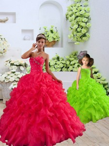 New Style Organza Coral Red Princesita Dress With Beading And Ruffles