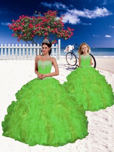Fashionable Appliques and Beading Princesita Dress in Spring Green 