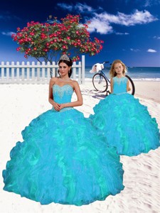 Fashionable Appliques And Beading Princesita Dress In Aqua Blue