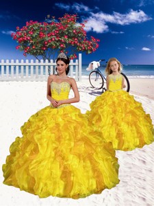 Most Popular Appliques And Beading Yellow Princesita Dress