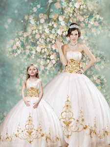 Fashionable Ball Gown Strapless Matching Sister Dress With Appliques