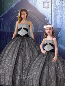Classical Ball Gown Sweetheart Appliques Princesita Quinceanera Dress In Black