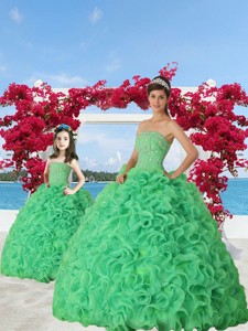 New Arrival Spring Green Princesita Dress With Beading And Ruffles Spring