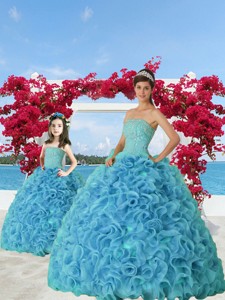 Trendy Beading And Ruffles Princesita Dress In Aqua Blue