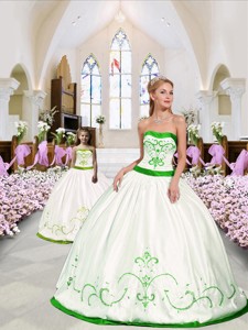Beautiful Embroidery White And Spring Green Princesita Dress Spring