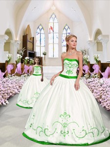 Unique Embroidery White And Spring Green Princesita Dress Spring