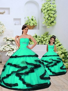 Modest Beading And Ruching Princesita Dress In Turquoise