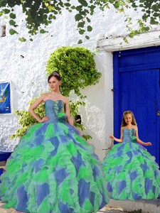Luxurious Multi-color Princesita Dress with Beading and Ruffles 