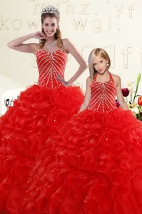Popular Beading And Ruffles Red Princesita Dress