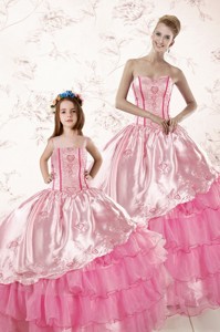 Wonderful Embroidery And Ruffles Princesita Dress In Pink