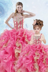 Luxurious Beading And Ruffles Organza Princesita Dress In Multi-color