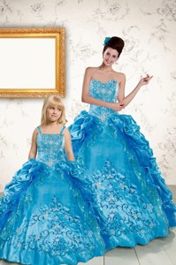 Elegant Sweetheart Embroidery Princesita Dress in Blue 