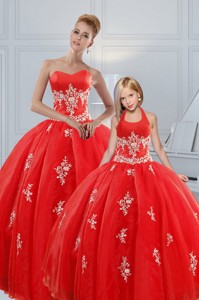 Most Popular Red Puffy Princesita Dress With Appliques