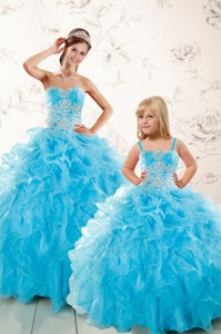 Aqua Blue Ball Gown Sweetheart Beading Princesita Dress