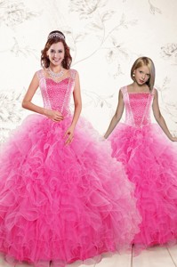 Pretty Straps Hot Pink Princesita Dress With Beading