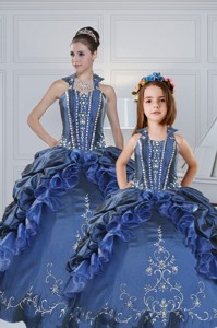 Classical Sweetheart Navy Blue Princesita Dress With Embroidery