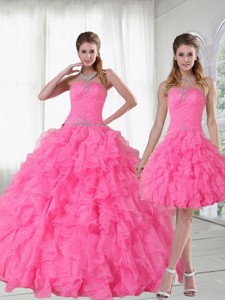 Detachable Strapless Quinceanera Dress With Beading And Ruffles