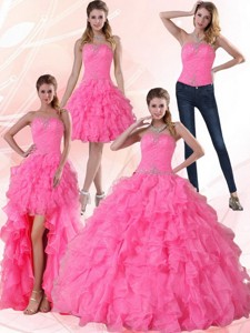 Fashionable Strapless Floor Length Quinceanera Dress with Beading and Ruffles