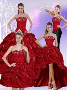 Ball Gown Strapless Sweet 16 Dress With Embroidery And Pick Ups