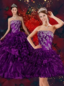 Strapless Quinceanera Dress With Embroidery And Ruffles