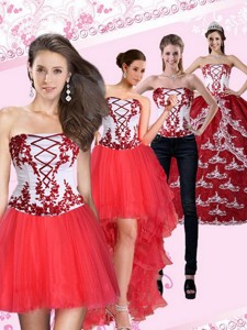 Multi Color Strapless Quinceanera Dress With Embroidery