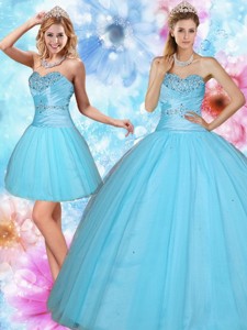 Discount Sweetheart Beaded Quinceanera Dress In Baby Blue