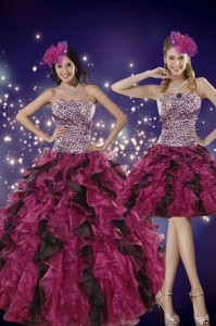 Luxurious Multi Color Strapless Dress for Quince with Leopard Print