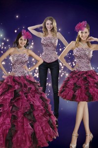 Classical Strapless Multi-color Quinceanera Dress With Leopard Print