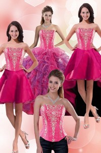 Beautiful Multi Color Sweet 16 Dress With Appliques And Ruffles
