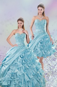 Sweetheart Ball Gown Quinceanera Dress With Beading And Ruffled Layers