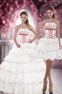 Customer Made White Quince Dress With Appliques And Ruffled Layers