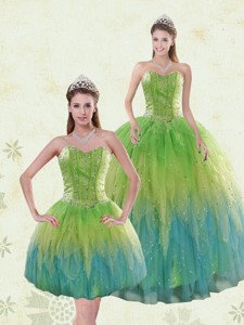 Luxurious Multi-color Quinceanera Dress With Appliques And Ruffles