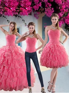 Custom Made Paillette Quince Dress With Strapless