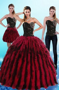 Flirting Multi Color Sweetheart Sweet 16 Dress With Ruffles And Beading