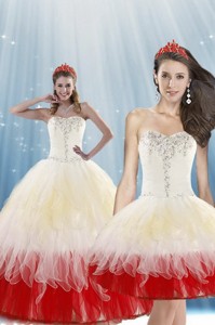 Unique Multi-color Quince Dress With Beading