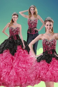 Unique Multi Color Quince Dress With Beading And Ruffles