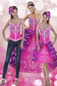Beautiful Pick Ups And Embroidery Multi Color Quinceanera Dress With Sweep Train