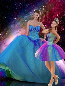 Romantic Ball Gown Sweetheart Beaded Detachable Quinceanera Dress In Multi Color