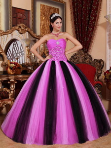 Multi-colored Ball Gown Sweetheart Floor-length Tulle Beading Quinceanera Dress