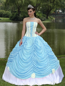 Custom Made Quinceanera Dress With Strapless Ball Gown Baby Blue and Pick-ups