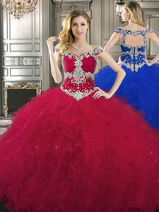 Classical Off the Shoulder Cap Sleeves Quinceanera Dress with Beading and Ruffles