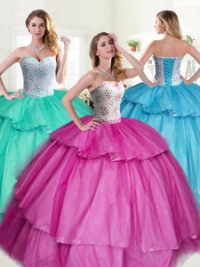 Discount Big Puffy Quinceanera Dress with Beading and Ruffled Layers