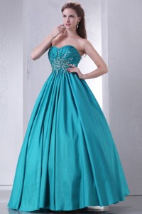 Sweetheart Beaded Decorate Waist Quinceanera Dress In Turquoise