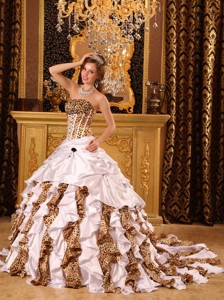 Gorgeous Ball Gown Strapless Brush Train Taffeta and Zara White Quinceanera Dress