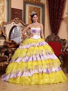 Multi-color Ball Gown Sweetheart Floor-length Organza Beading and Ruffles Quinceanera Dress