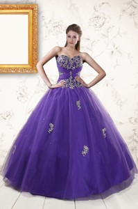 New Arrival Purple Quinceanera Dress With Appliques And Beading