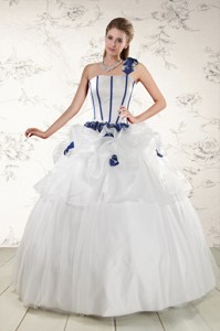 Elegant White One Shoulder Hand Made Flower Quinceanera Dress